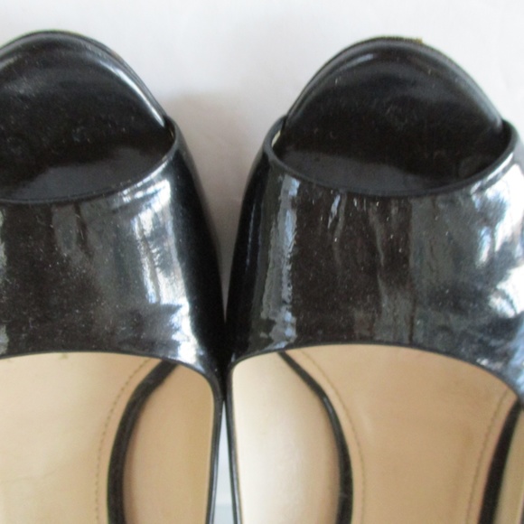 PRADA SHOES PUMP CLEAR HEELS PATENT BLACK COLOR SIZE 36 MADE IN ITALY USED COND. - Picture 10 of 16